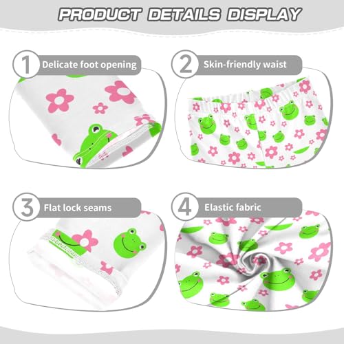 Girls Leggings Size 4T Frog Flowers Stretchy Tights Girl Clothes Comfortable Pants for Dance Running3