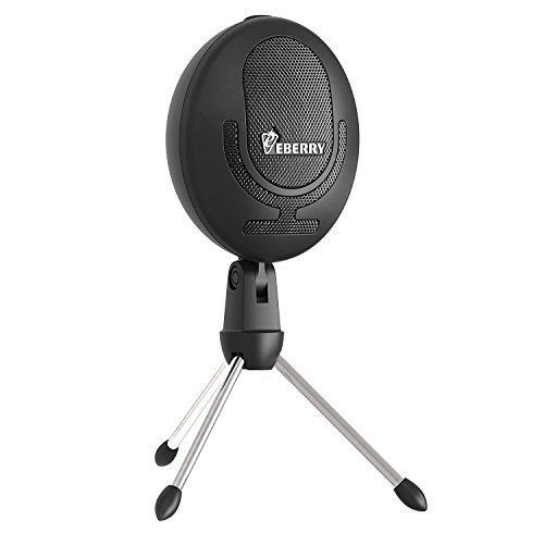 eBerry Cobblestone Microphone, Cardioid USB Microphone Studio Condenser Mic Recording Microphone for Computer Windows/Mac Desktop Laptop (Black)
