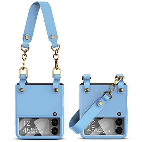 Housse Galaxy Z Flip 4 Ultra Fine Bleue Coque de Luxe Style Sac à Main