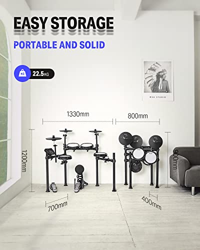 image for Donner DED-200 Electric Drum Sets with Quiet Mesh Drum Pads, 2 Cymbals