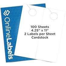 Door Hangers - 4.25 x 11 - Cardstock - Pack of 200, 100 Sheets - Inkjet/Laser Printer - Online Labels