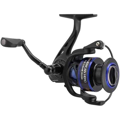 Lew's American Hero 400 6.2:1 Spinning Reel Clam, Black Cover