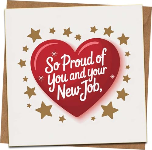 New Job Congratulations Card So Proud of You and Your New Job 145mm x 145mm Square Greeting Card with Kraft Envelope Celebration/Good Luck for Him or Her