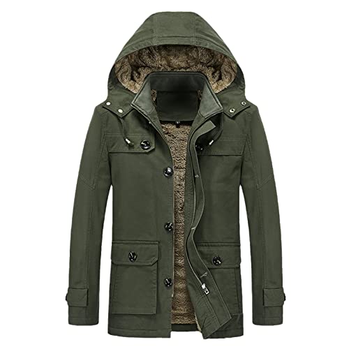 Parka homme résistante au froid veste mi-longue coupe-vent en polaire