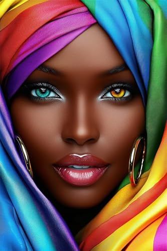 Adultos y Principiantes Diamond Painting Taladro Completo Arts Kits Elegante Belleza Negra Imagen Diamante Pintura Pintura Punto de Cruz Para Decoración Pared Hogar Taladro Redondo 100x150cm A0695