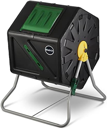 Miracle-Gro Compost Tumbler Single Chamber – Easy-Turn Composter Tumbler Outdoor for Fast Composting – Heavy-Duty Composting Bin with 1 Sliding Door (1 x 27.7 Gallon / 105 Liter)
