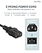 3 Prong TV Power Cord for Samsung, LG, Vizio LCD LED Plasma TVs Replacement AC Cable 6 Feet