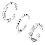 Sllaiss 3 PCS Sterling Silver Toe Rings for Women Daisy Flower Band Toe Ring Set Open Beach Foot Jew