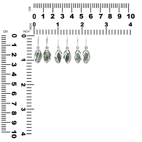 Starborn Sterling Silver Natural Moldavite Caged Earrings #TOP4