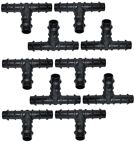 AERZETIX - Lot de 10 Raccords en T Ø16mm pour Tuyau d'Arrosage - Jonction Cannelée en Plastique pour Système d'Irrigation Goutte à Goutte - Répartiteurs...