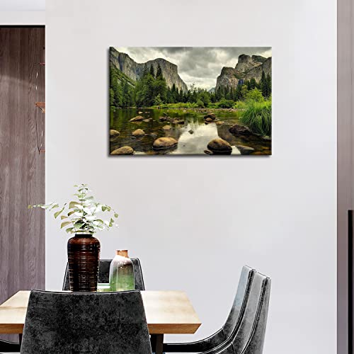 Green Wall Art Painting Yosemite National Park Clear Water Lake Mountain Trees Rocks Pictures Prints On Canvas Landscape The Picture Decor Oil For Home Modern Decoration Print For Items #TOP1