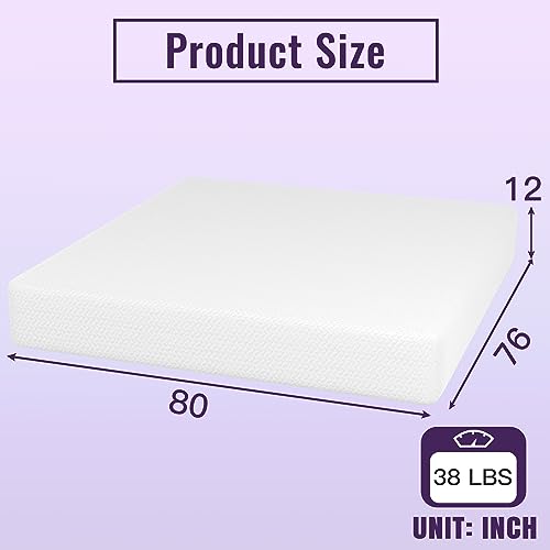 Image of PayLessHere 12 Inch Bamboo Charcoal Cooling Gel Memory Foam Mattress in a Box /Medium-Firm Mattress /Fiberglass Free /Pressure Relief & Temperature Regulation /CertiPUR-US Certified,White King