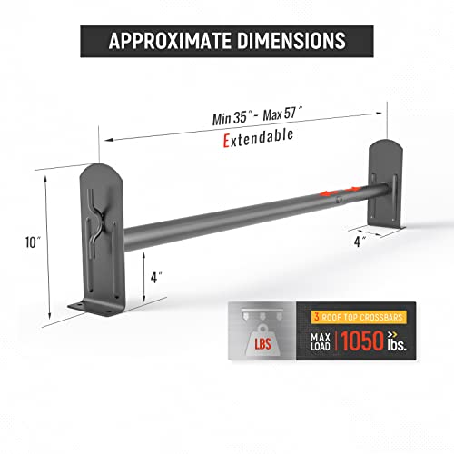 AA-Racks Model DX36 Universal Pickup Truck Cap & Topper 3 Bar Ladder Roof Van Rack System Adjustable Steel Cross Bars - Sandy Black