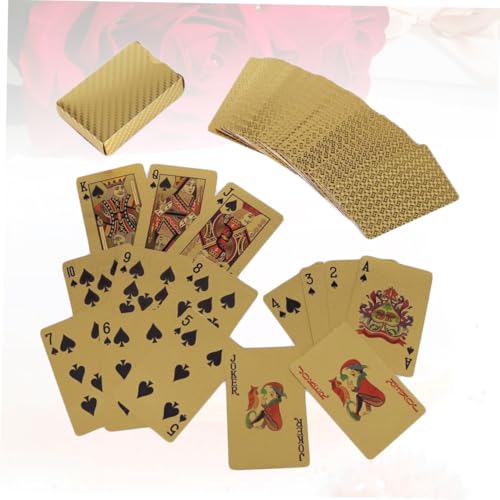 FRCOLOR wasserdichte Goldfolie Spielkarten Poker Karten mit Kreativen Mustern Langlebig Robust für Heim Bar Büro Unterhaltungsspiel Kartenspiel Geschenk – Bild 3