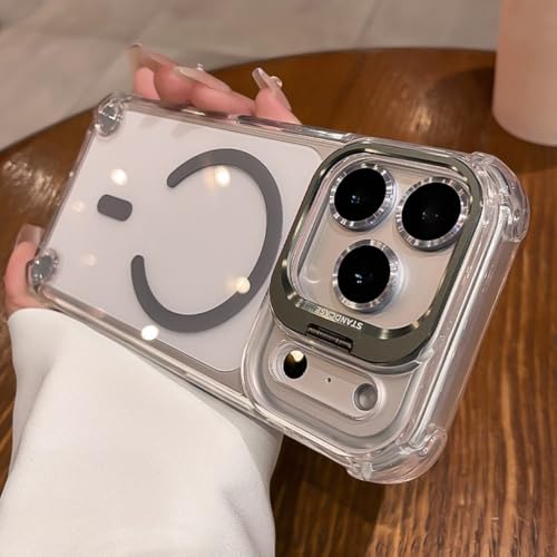 Étui magnétique iPhone 17 Pro gris avec support et protection d'objectif en verre