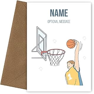 Personalised BASKETBALL Birthday Card for Boys. Slam Dunk Cards for Son, Grandson or Nephew on his birthday, Christmas or Almost any Occasion. Sport Greetings Card for him 10th 12th 13th 16th 18th