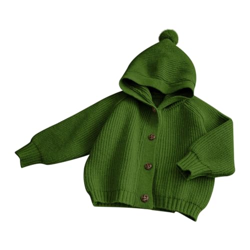 Boys Girls Unisex Hooded Sweater Cardigan Solid Plain Knit Jacket Coat Button Outwear Sweatshirt for Toddler Kids