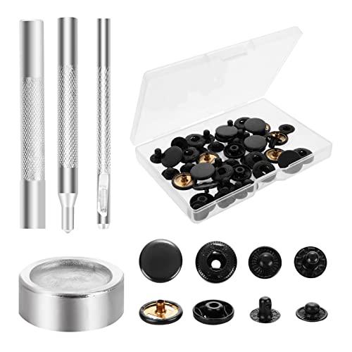 Yolev 12Sets Heavy Duty Snap Fasteners Kit 15mm Heavy Duty Leather Snap