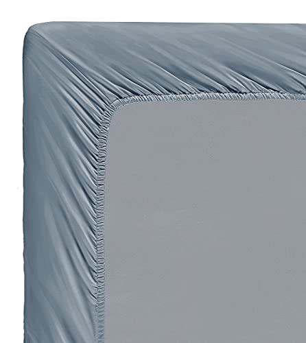Image of 100% Supima Cotton Sheets 600 Thread Count,Bed Sheet Set Queen Size Sheets 4 Pieces,Soft & Silk Sateen Weave, Fits Mattress Up to 18 inch,Deep Pocket, Breathable & Fade Resistant(Blue Grey,Queen)