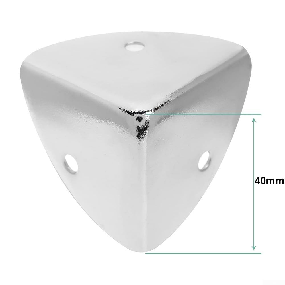 Set di 4 protezioni angolari in metallo da 40 mm, in lega di zinco, per scatole di legno, cassapanche o baule con angoli arrotondati e fori di fissaggio
