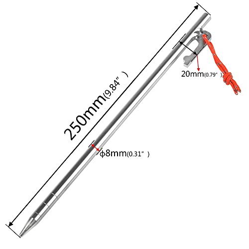 Estacas para Tienda de Camping Wanyifa de Aleación de Titanio 9.8 pulgadas Resistencia Pesada Paquete de 8 miniatura 2
