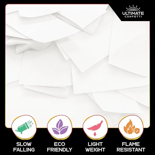 Image of Ultimate Confetti, White Biodegradable Confetti - Rectangular Fluttering Tissue Paper Confetii for Cannon and Launcher use - Best for Mother's Day, Wedding, Parties and Live Events - 1 lb, 16 oz