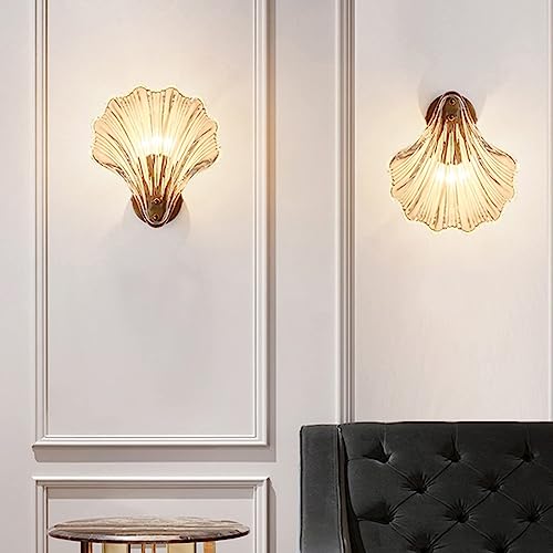 Aplique de pared moderno HAZARA en vidrio ámbar para iluminación de cabecera 2