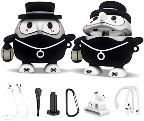Cute AirPods 3 Case Cover, FREEOL Luminous Medieval Plague Doctor Cartoon Character Design Airpods 3rd Generation Case, Funny Anime Apple Airpods 3 Accessories Protective Cover for Women Teens Girls