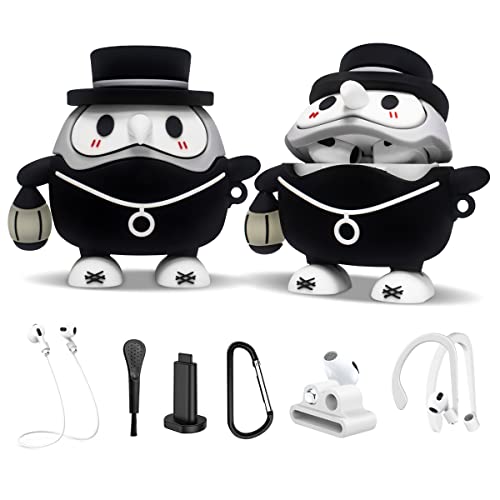 Cute Airpods 3 Case Cover, Freeol Luminous Medieval Plague Doctor Cartoon Character Design Airpods 3Rd Generation Case, Funny Anime Apple Airpods 3 Accessories Protective Cover For Women Teens Girls #TOP3