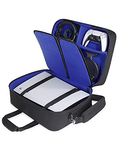GamerTek PS5 Carrying Case Compatible with PS5, Travel Bag Holds Playstation 5 Console, DualSense Controllers, Cables and Other Accessories