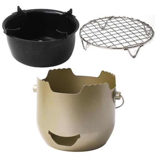 Miyanvuo Tragbarer Grill mit Holzkohle, Barbecue Grill mit Grillrost und Tragegriff, Stahl Barbecue Ausrüstung Für Reisen Camping Kochen Garten Balkon Miyanvuo Tragbarer Grill mit Holzkohle, Barbecue Grill mit Grillrost und Tragegriff, Stahl Barbecue Ausrüstung Für Reisen Camping Kochen Garten Balkon