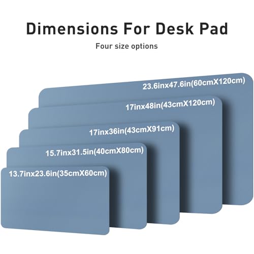 Image of Aothia Faux Leather Desk Mat - Large Mouse Pad, Non-Slip PU Leather Blotter, Waterproof Writing Surface for Office and Home (Denim Blue, 47.2 inch x 23.6 inch)