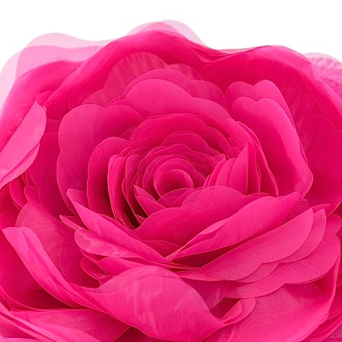Image of JWH 3D Flower DecorativeThrow Pillow Covers, Hot Pink, 12 Inch
