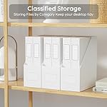 JiaWei White Magazine File Holders, 3 Packs Sturdy Cardboard File Rack, Office Organization Desktop Storage File Box Binder for Shelves and Desk, Folder Holder for Office or Classroom - Image 2