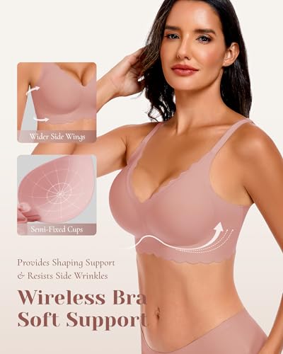 Image of 3-Pack Wireless Womens Bras No Underwire Seamless Jelly Bra Light Support Pullover Bralette Ultra Comfort Tshirt Bra