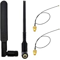 WayinTop 2 Set 8dBi 2.4GHz 5GHz Red Inalámbrica WiFi RP-SMA Femenino Antena + 20cm IPEX a RP-SMA Masculino Cable Pigtail para NGFF/M.2 WiFi/WLAN/3G/4G Modules (NGFF)