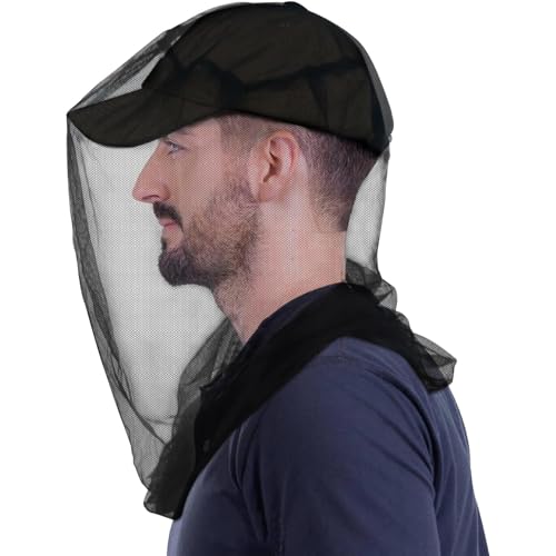Premium Mosquito Head Net para insectos, 2 unidades, protección contra moscas y bichos, ultra grande y larga, con agujeros extrafinos para camping, senderismo, pesca, jardinería, safari, compatible con todos los sombreros para hombres y mujeres miniatura 5