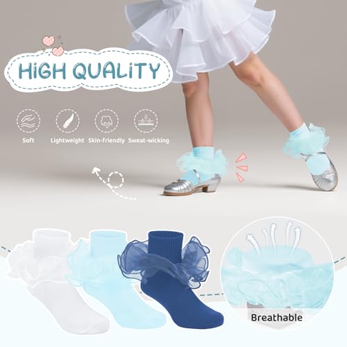 Durio Girls Ruffle Socks Toddler Baby Girl Socks With Big Double Lace Colorful Frilly Dress Socks for Toddler Girls Kids2