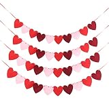 4 Pack Heart Garland Valentines Day Decoration,Felt Heart Banner Hanging Valentines Day Garland,NO D