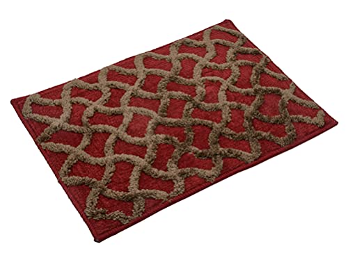 Image of Kuber Industries Washable, Non Slip Velvet Doormat for Indoor (Maroon)