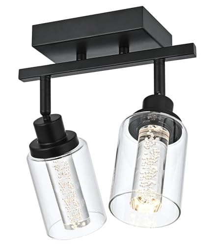 MELUCEE 2 Lights LED Tracking Light Ceiling Rotatable Spotlight Black
