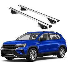 ERKUL Roof Rack Cross Bars for VW Volkswagen Taos 2022-2026 | Aluminum Crossbars with Anti Theft Lock for Rooftop | Compatible with Raised Rails - Silver