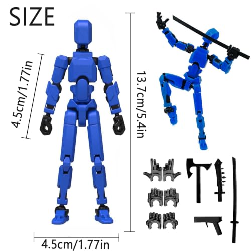 Image of DANONI Titan13 Action Figure, Lucky Robot 13 Action Figures, 3D Printed Multi-Jointed Movable Action Figure, Dummy Robot 13 Figures Toy for Desktop Decorations Game Gifts(Blue)
