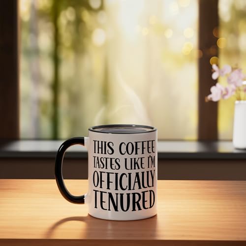 Taza de cerámica negra/blanca Tenure Professor 11 oz miniatura 3