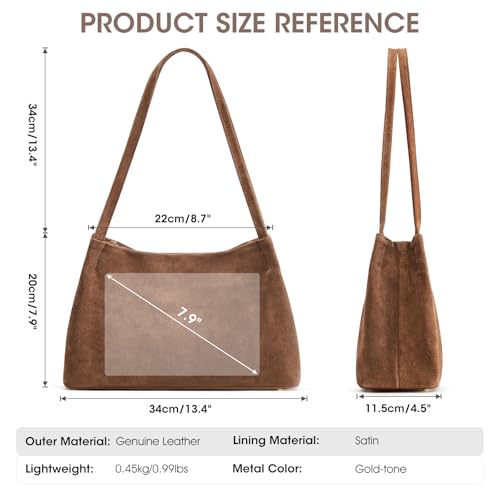Image of Kattee Genuine Leather Purse and Handbag for Women, Soft Hobo Bag