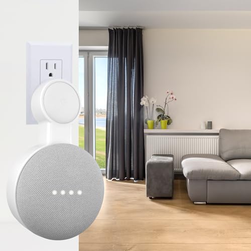 Sintron 2X Outlet Wall Mount Holder for Nest Mini and Home Mini, Space-Saving Accessory with Cord Management for Google Smart Speakers 1st & 2nd Gen, No Messy Wires or Screws