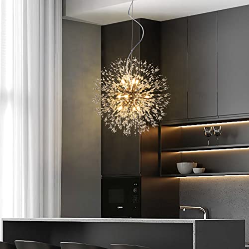 Zhllmq Modern Chandeliers Firework Dandelion Sputnik Chandelier Crystal Gold Light Fixture Pendant Lighting For Kitchen Island Dining Room Bedroom Living Room(Gold 9-Light) #TOP1