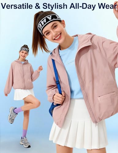 Image of Venzina Women's Loose- Fit Sun Protection Hoodie -UPF 50+ Ultra-Lightweight Wind-Resistant Jacket with Elegant Color-Block Design, Packable & Quick-Dry for Travel, Hiking & Daily Outdoor