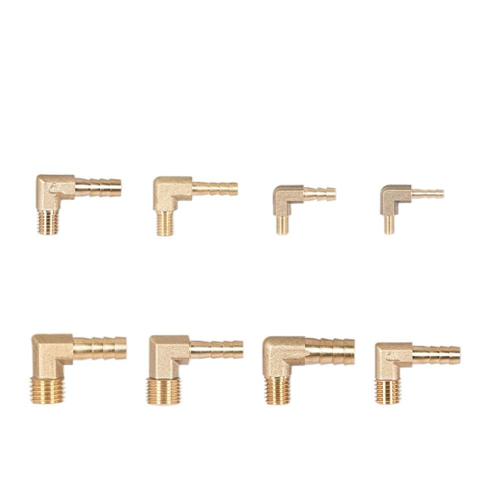 Raccordo a gomito a 90 gradi in ottone per tubo flessibile, maschio metrico M5 M6 M8 M10 x 4 5 6 8 10 mm, per casa e giardino, M8x1,0 a 8 m