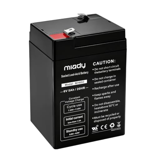 Miady 6V 5Ah Rechargeable Sealed Lead Acid Battery (1 Pack)